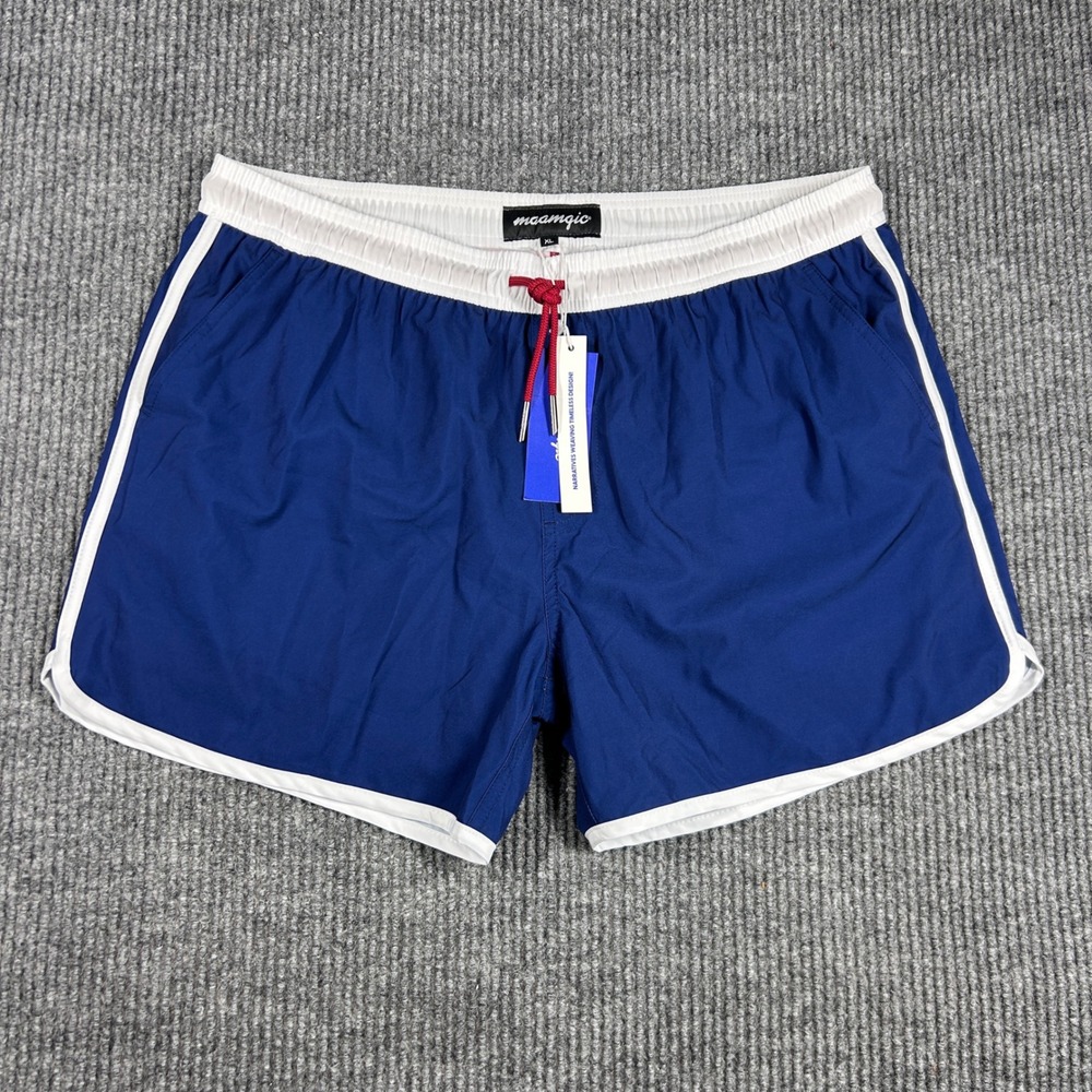 Maamgic Shorts Mens XL Swim Trunks Blue White Stripe Retro Board New